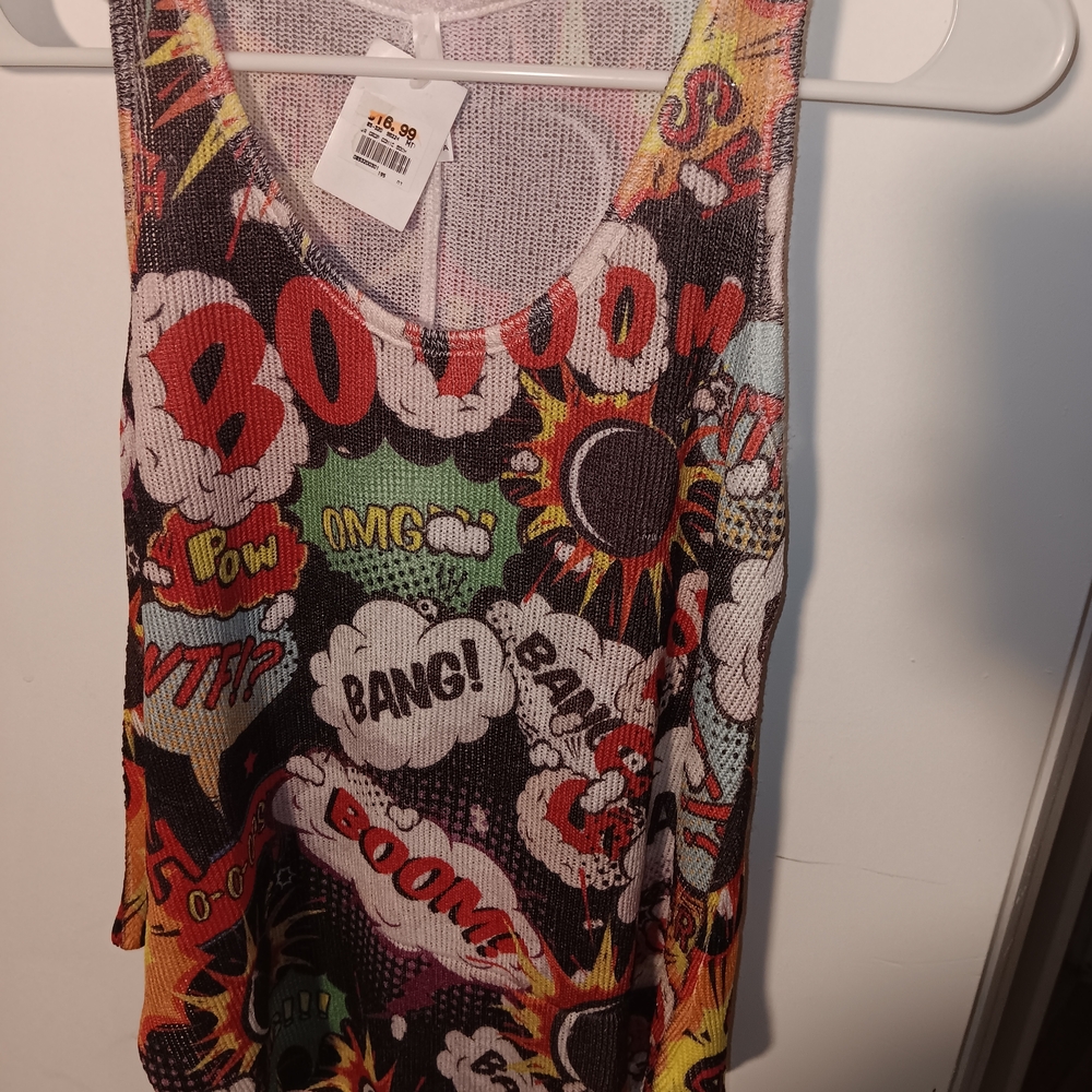 Colorful Comic Print Tank Top